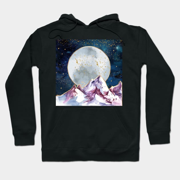 moon over mountains starry night Hoodie by LisaCasineau
